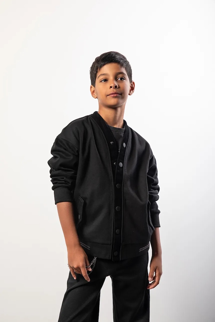 Coccodrillo cardigan din bumbac pentru copii uni negru ZC5132201EPB