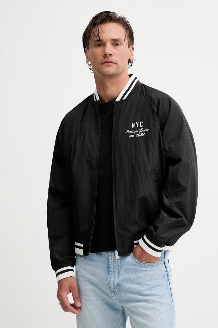 Bomber bunda Tommy Jeans přechodné černá DM0DM21668