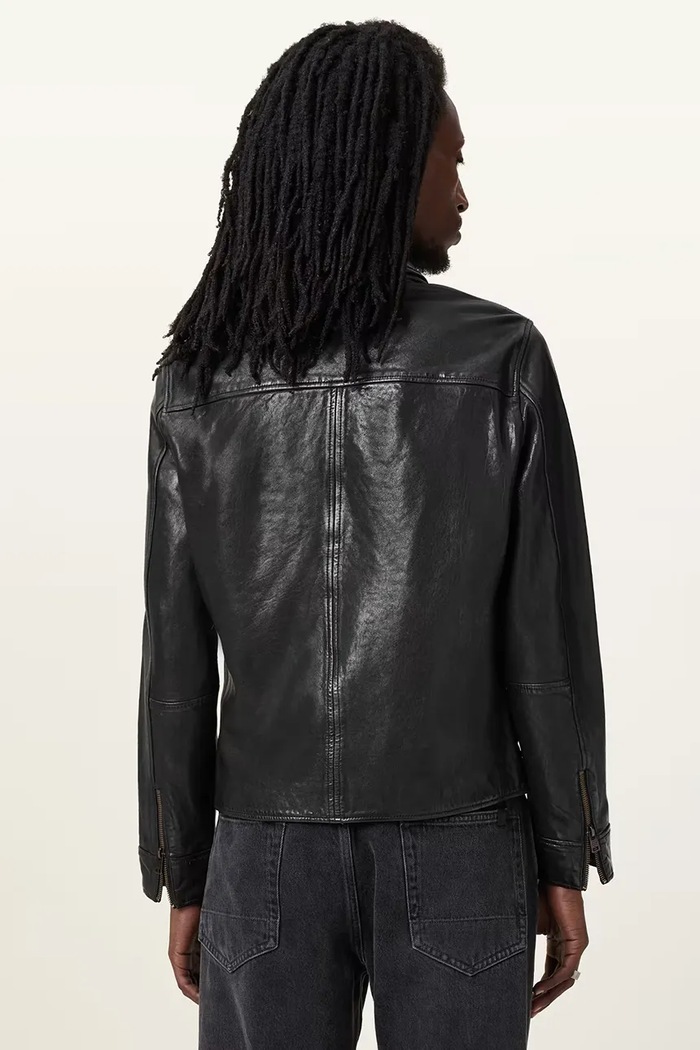 AllSaints bőrdzseki MILLER fekete M009LA