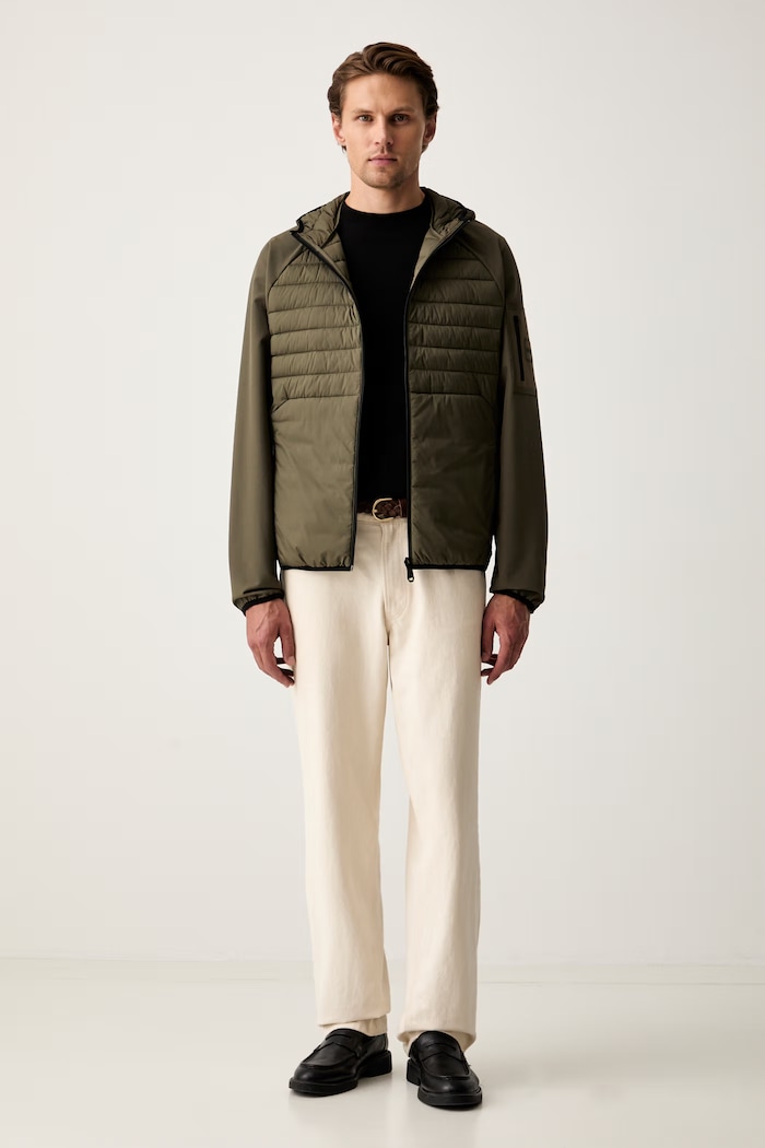BOSS Green kratka jakna moška J_Urbanex Hybrid HD 50541032 zelena AW25