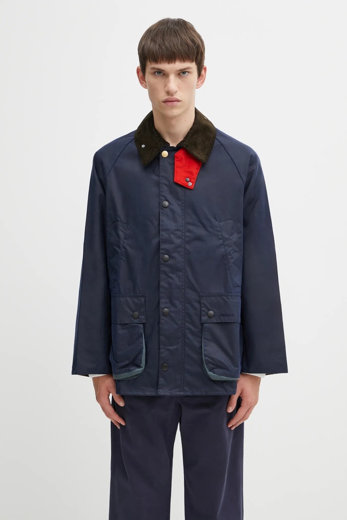 Bavlněná bunda Barbour x Paul Smith OS Bedale Wax nezateplené námořnická modř MWX2515NY94