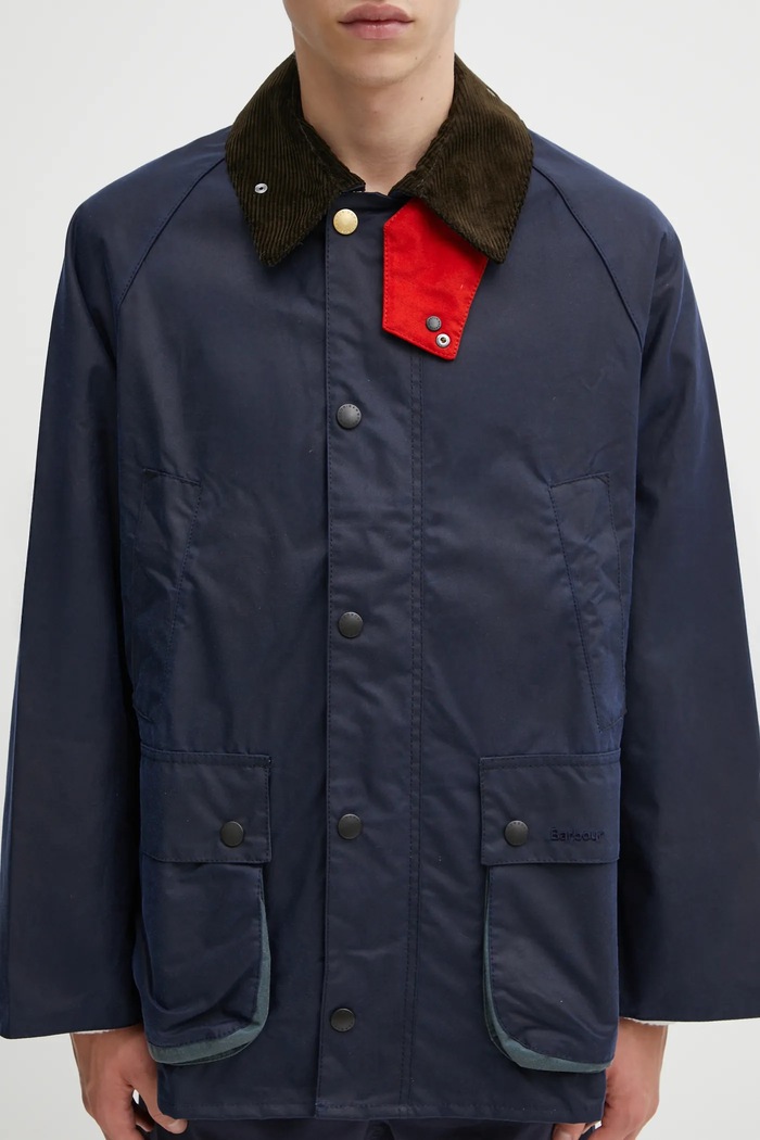 Bavlněná bunda Barbour x Paul Smith OS Bedale Wax námořnická modř MWX2515NY94