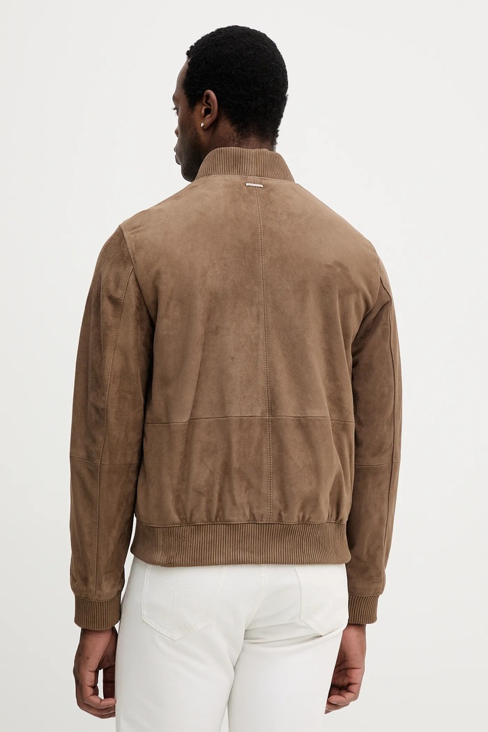 Îmbrăcăminte Michael Kors Jacheta bomber din piele întoarsă CT5801E4R4 maro