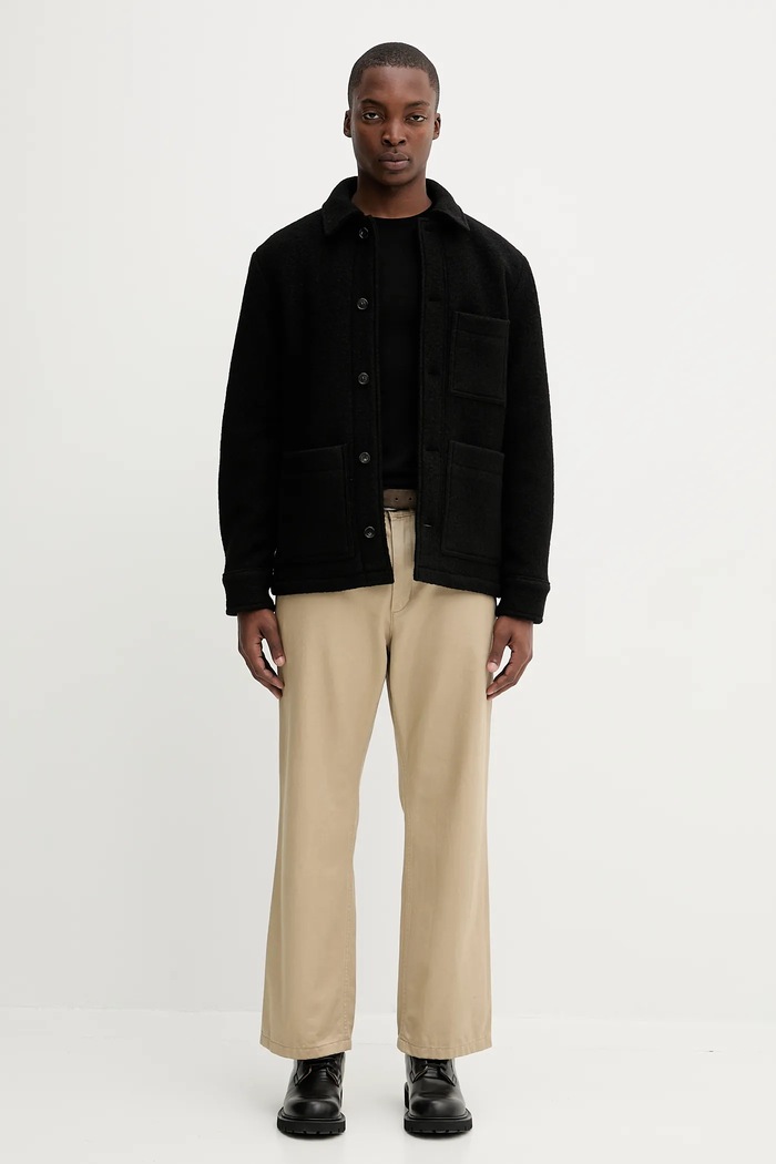 A.P.C. Geacă de lână veste emile logo WVBEH.H32029 negru AW25