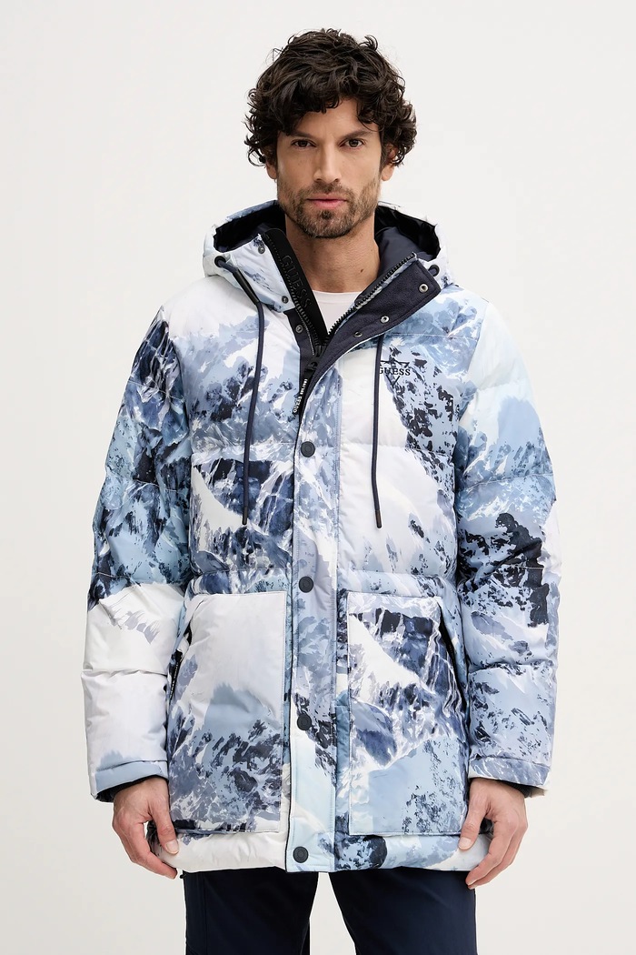 Guess geacă de puf cu captuseala albastru M5BL0O.W3282