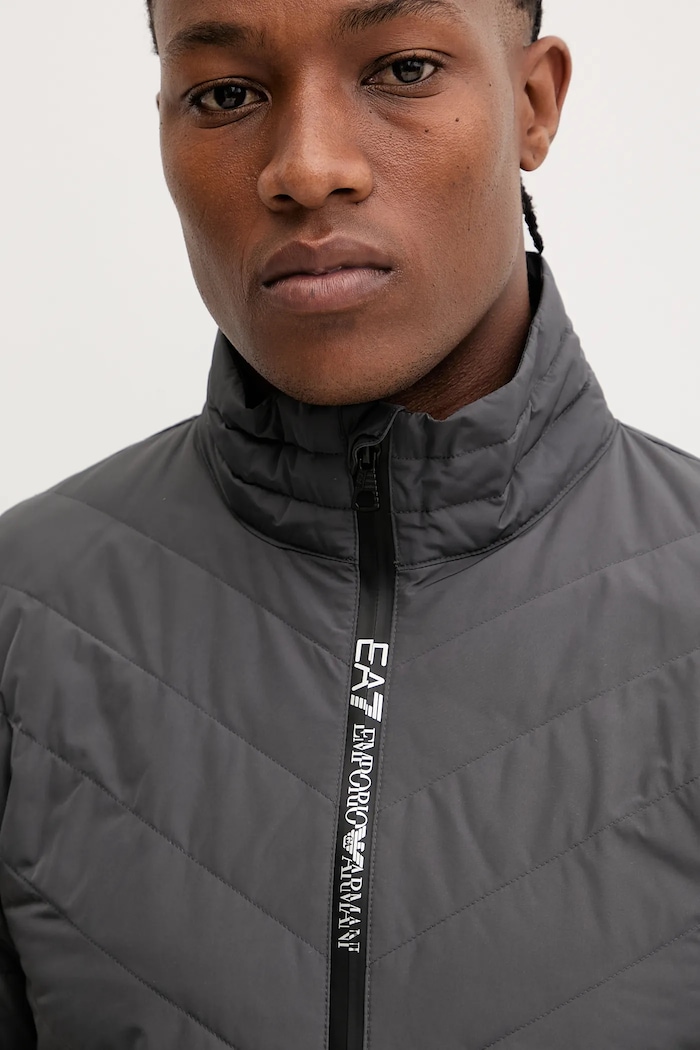 Пухено яке EA7 Emporio Armani сив PNE1Z.8NPB13
