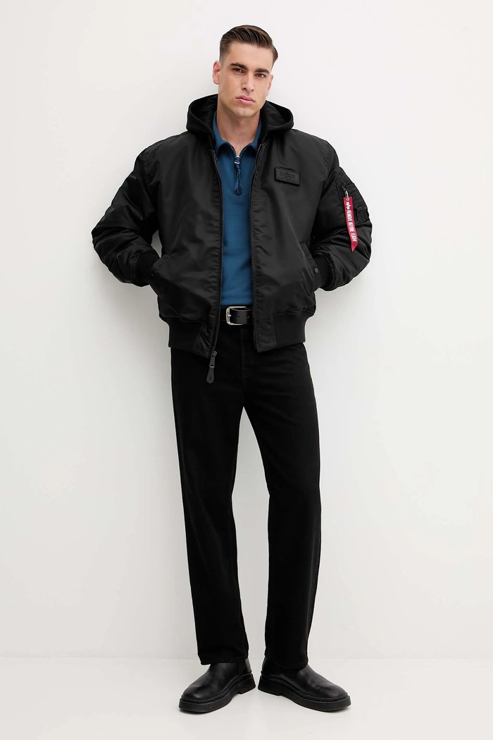 Alpha Industries Kurtka bomber MA-1 D-Tec Sleeve Embroidery Bomber 128113.285 czarny AW25