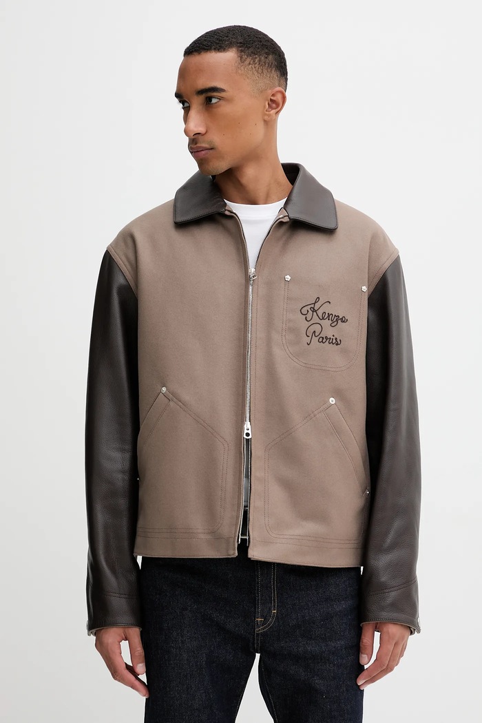 Kenzo gyapjú kabát enyhén szigetelt barna FF68BL1519OH