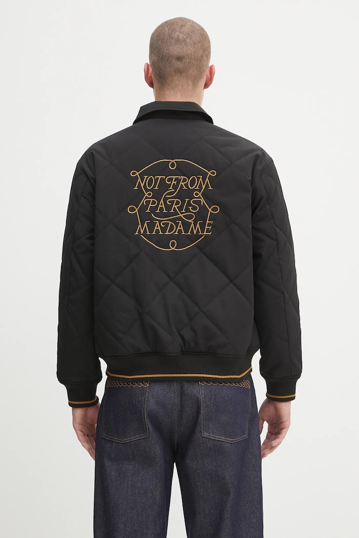 Drôle de Monsieur geacă La Veste Slogan Tresses cu captuseala negru H.JT236.PL163