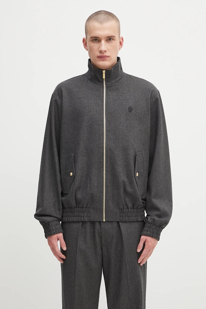 Drôle de Monsieur geacă de lână La Trackjacket Flanelle cu captuseala gri H.JT234.WV008