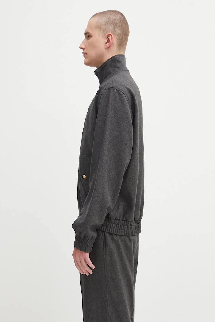 Drôle de Monsieur giacca in lana La Trackjacket Flanelle H.JT234.WV008 grigio AW25