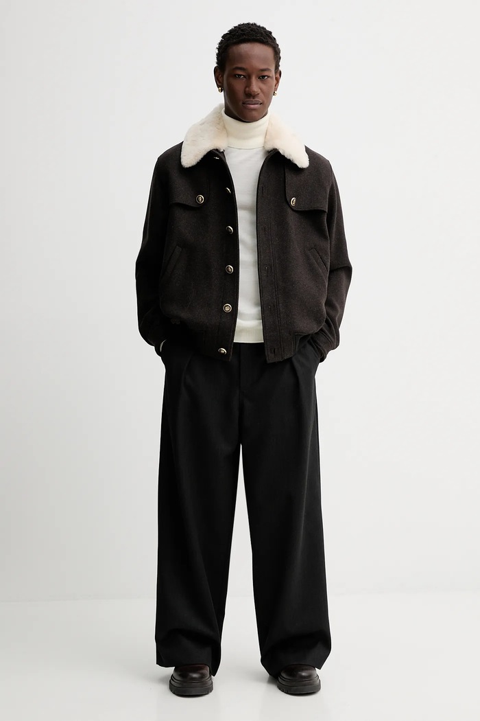 Bunda s prímesou vlny Drôle de Monsieur Le Blouson Laine I.JT242.WO043 hnedá AW25