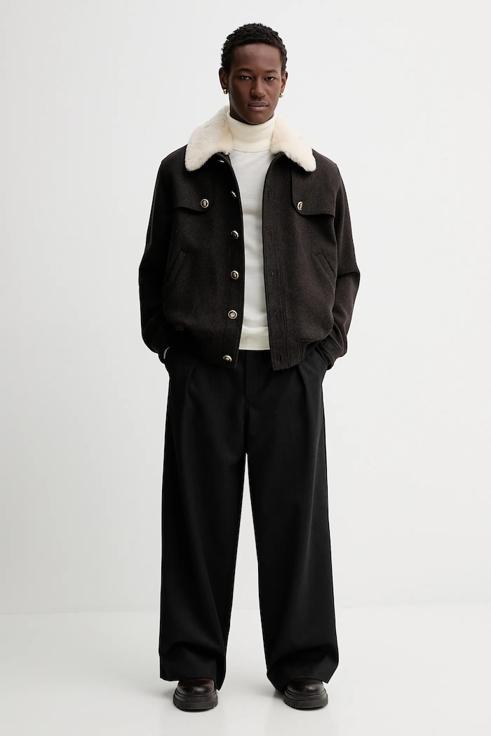 Bunda s prímesou vlny Drôle de Monsieur Le Blouson Laine I.JT242.WO043 hnedá AW25