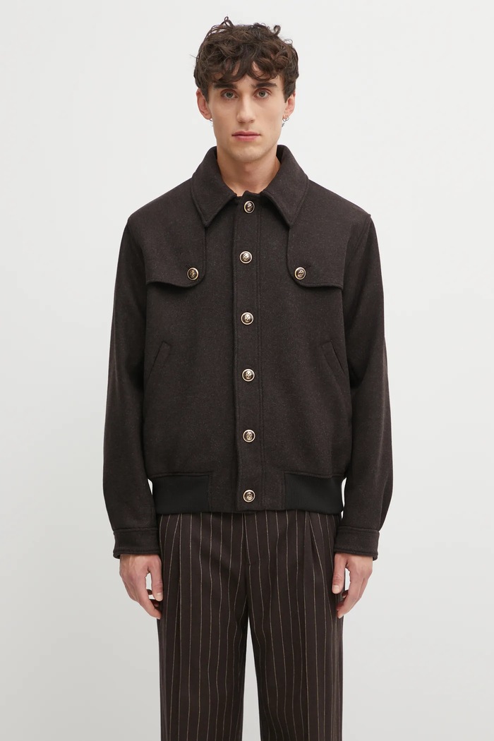 Drôle de Monsieur kurtka z dodatkiem wełny Le Blouson Laine brązowy I.JT242.WO043