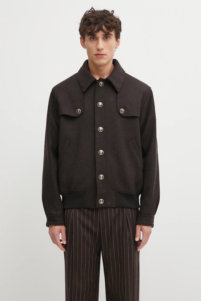Drôle de Monsieur kurtka z dodatkiem wełny Le Blouson Laine brązowy I.JT242.WO043