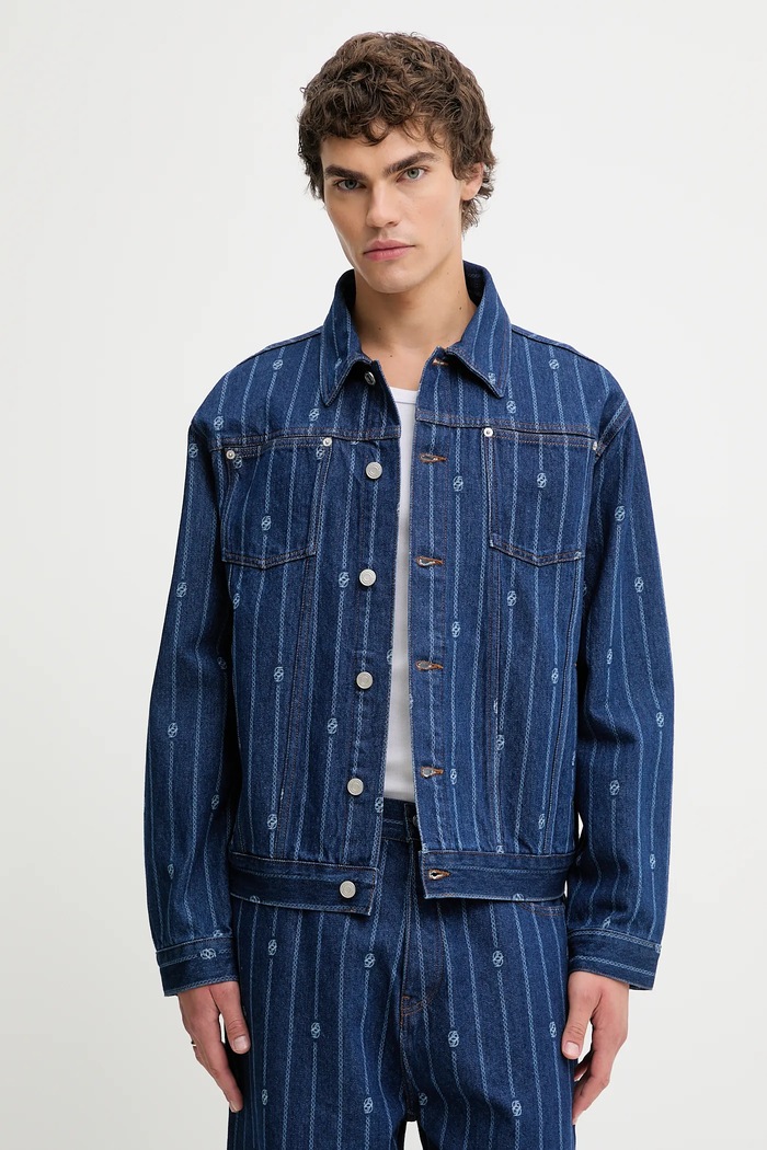 Дънково яке Drôle de Monsieur La veste Denim Monogramme без качулка син I.JT182.CO238