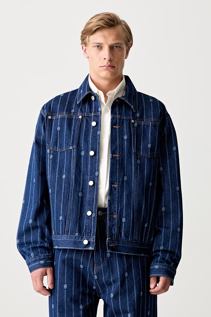 Drôle de Monsieur La veste Denim Monogramme kurtka jeansowa męska nieocieplane niebieski I.JT182.CO238