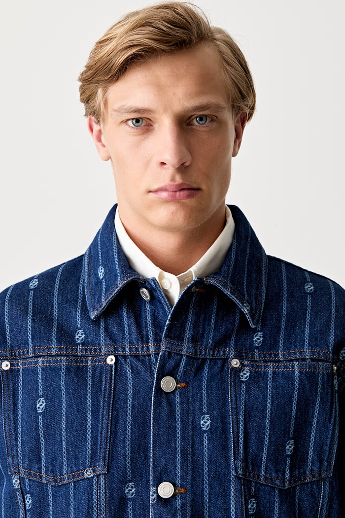 Drôle de Monsieur La veste Denim Monogramme τζιν μπουφάν Ανδρικό I.JT182.CO238 μπλε