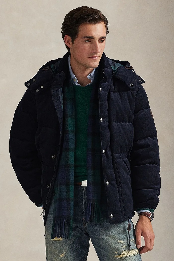 Péřová bunda Polo Ralph Lauren s podšívkou námořnická modř 710977078