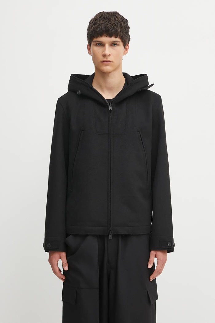 Y-3 kurtka z wełną Bonded Melton pozostałe czarny JX4821