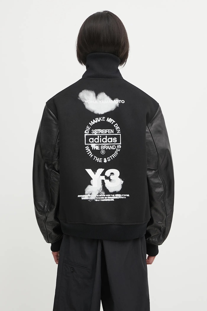 Y-3 bomber jacket with wool Letterman oversize black JX7338