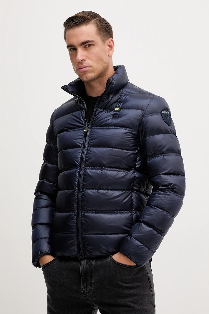 Péřová bunda Blauer BELMONT s podšívkou námořnická modř BLUC03090