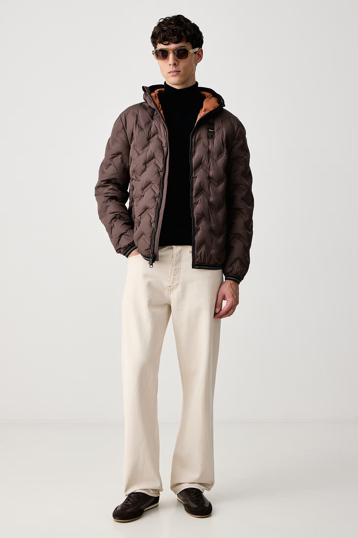 Blauer Kurtka puchowa męska PIERY BLUC03233 brązowy AW26