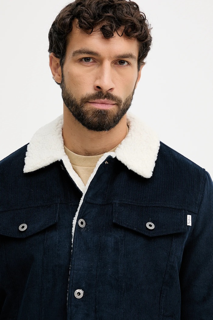 Menčestrová bunda Pepe Jeans tmavomodrá PM4027185
