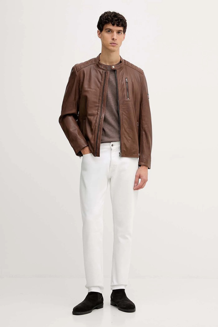 Usnjena jakna Pepe Jeans PM4027178 rjava AW25