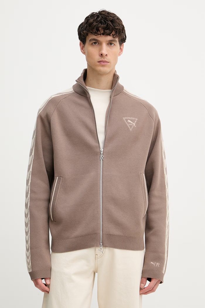 Puma Cardigan bărbați cu bumbac PUMA x REPRESENT maro 632543