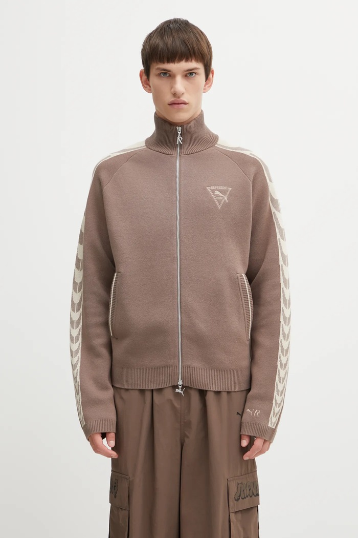 Puma PUMA x REPRESENT sweter rozpinany z bawełną męski brązowy 632543