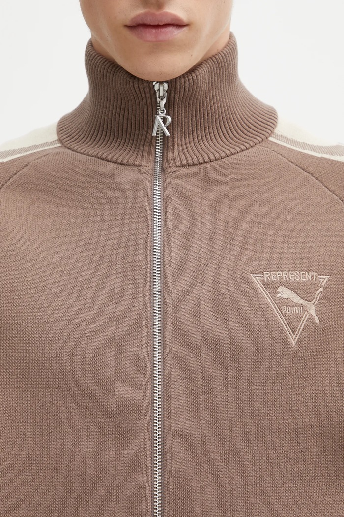 PUMA x REPRESENT sweter rozpinany z bawełną męski Puma 632543 brązowy