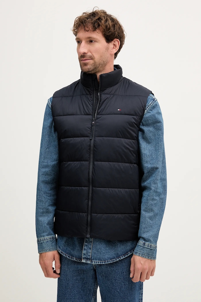 Vesta Tommy Hilfiger jemné zateplenie tmavomodrá MW0MW41981