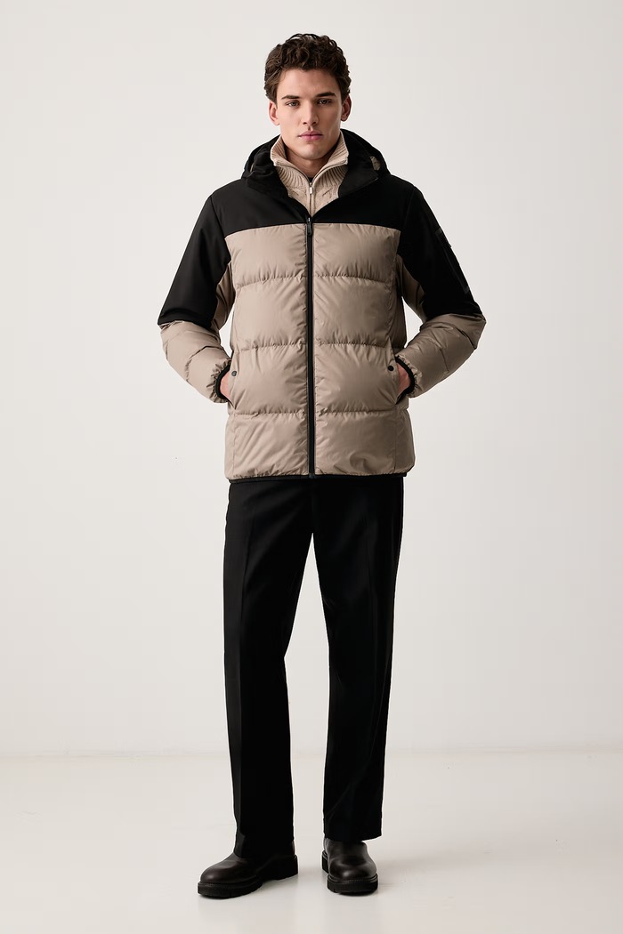 BOSS Green Kurtka puchowa męska OW_Block-X JT HD 50548693 beżowy AW25