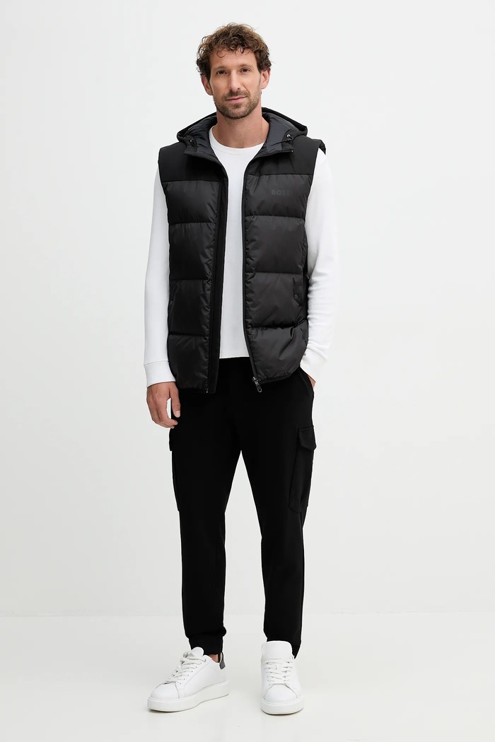 BOSS Green bezrękawnik puchowy OW_Block-X Vest HD 50548711 czarny AW25