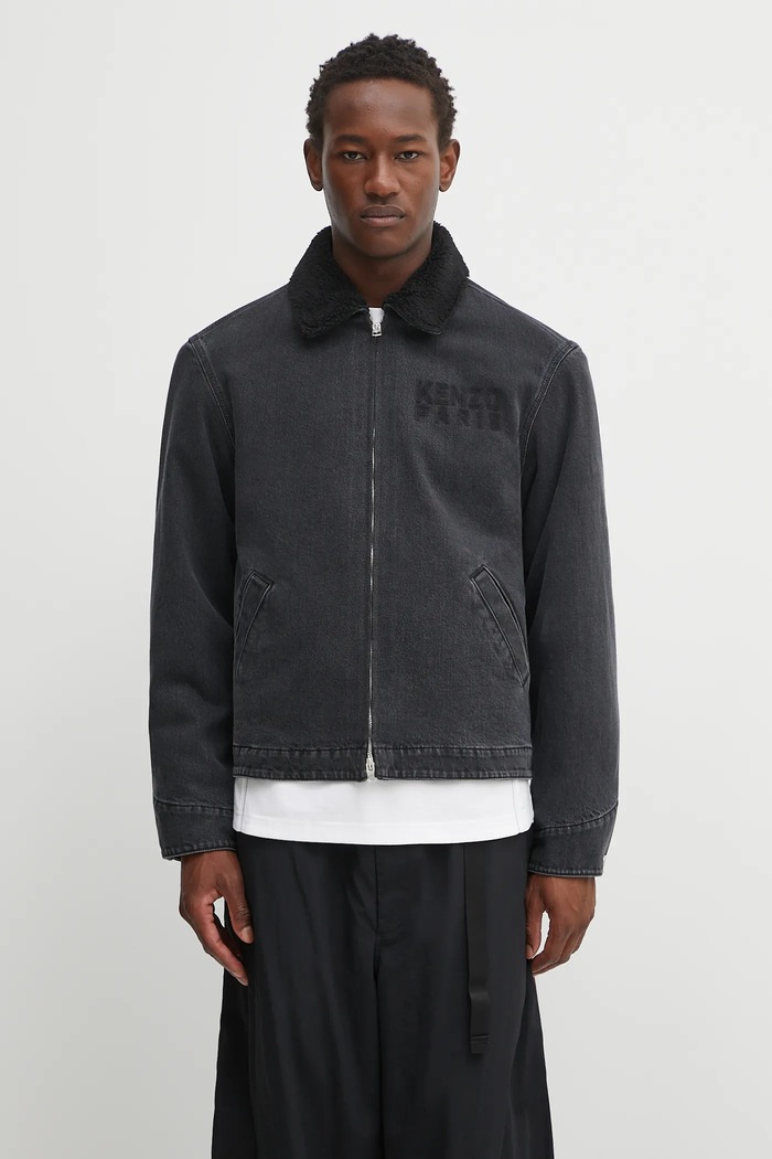 Kenzo giacca di jeans Happy Tiger Utility Fleece transitorio nero FF65DB1056C4