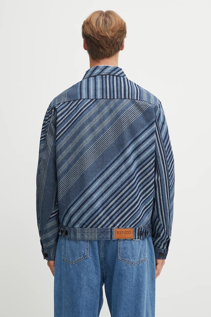 Abbigliamento Kenzo giacca di jeans Diagonal Stripe Zipped Trucker FF65DV3006Z1 blu