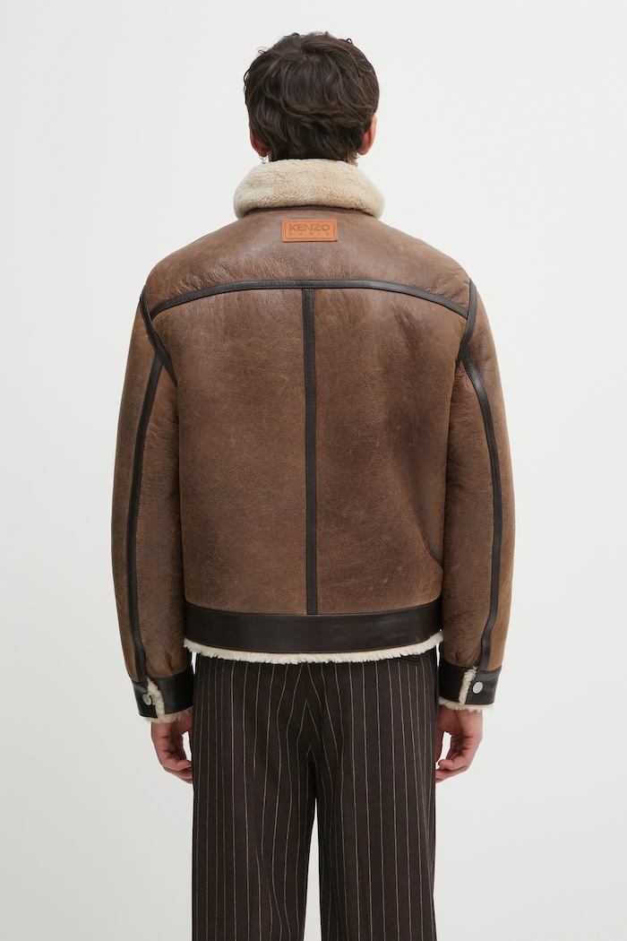 Kenzo leather jacket Shearling Trucker FF68LV3040AB brown AW25