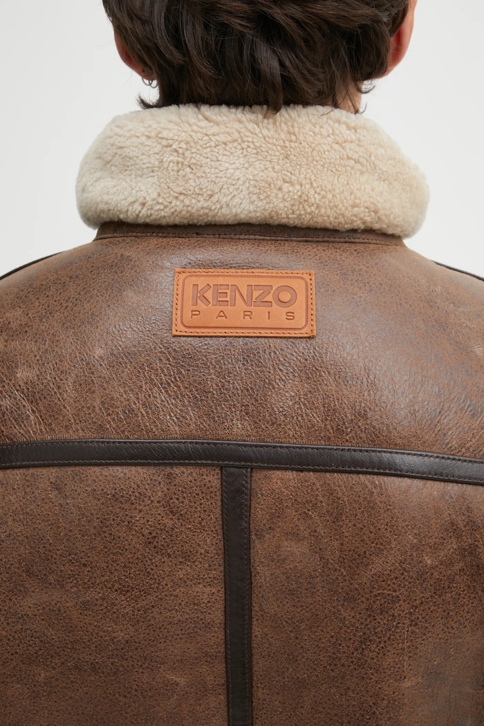 Kenzo leather jacket Shearling Trucker FF68LV3040AB brown
