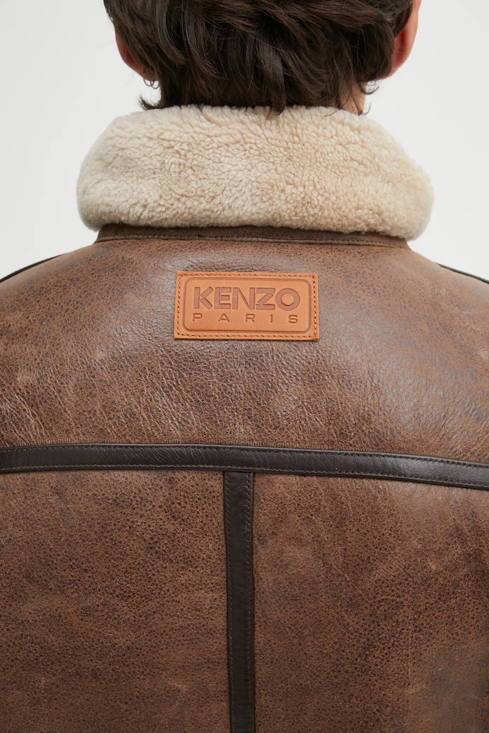 Kenzo leather jacket Shearling Trucker FF68LV3040AB brown