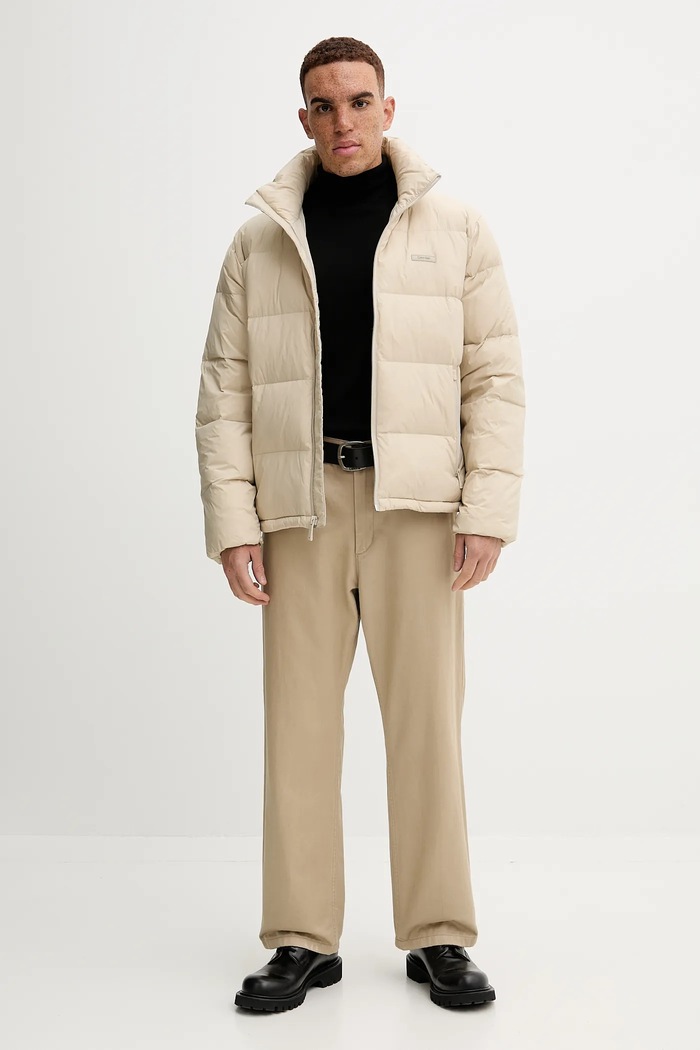 Páperová bunda Calvin Klein LV04LD529G béžová AW25