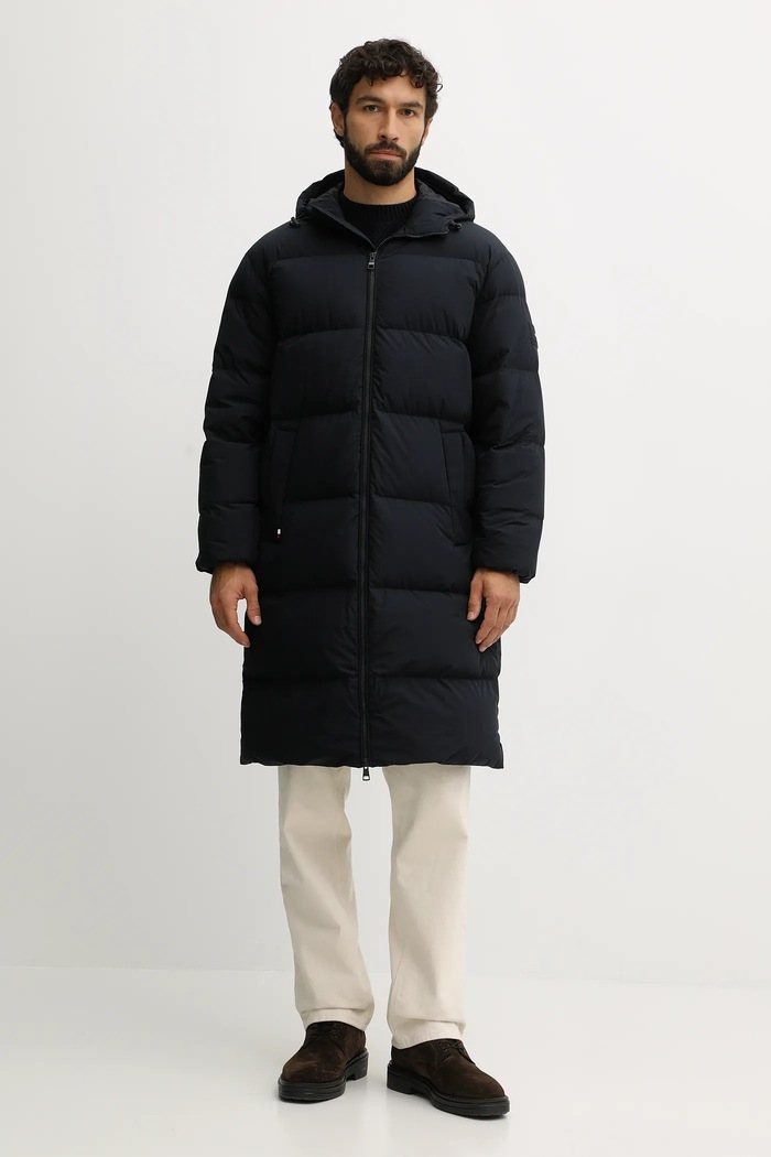 Péřová bunda Tommy Hilfiger s podšívkou námořnická modř MW0MW40628