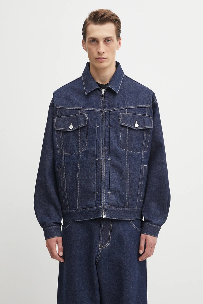 Džínová bunda VETEMENTS Hip-Hop Denim nezateplené námořnická modř UH76DJ250N
