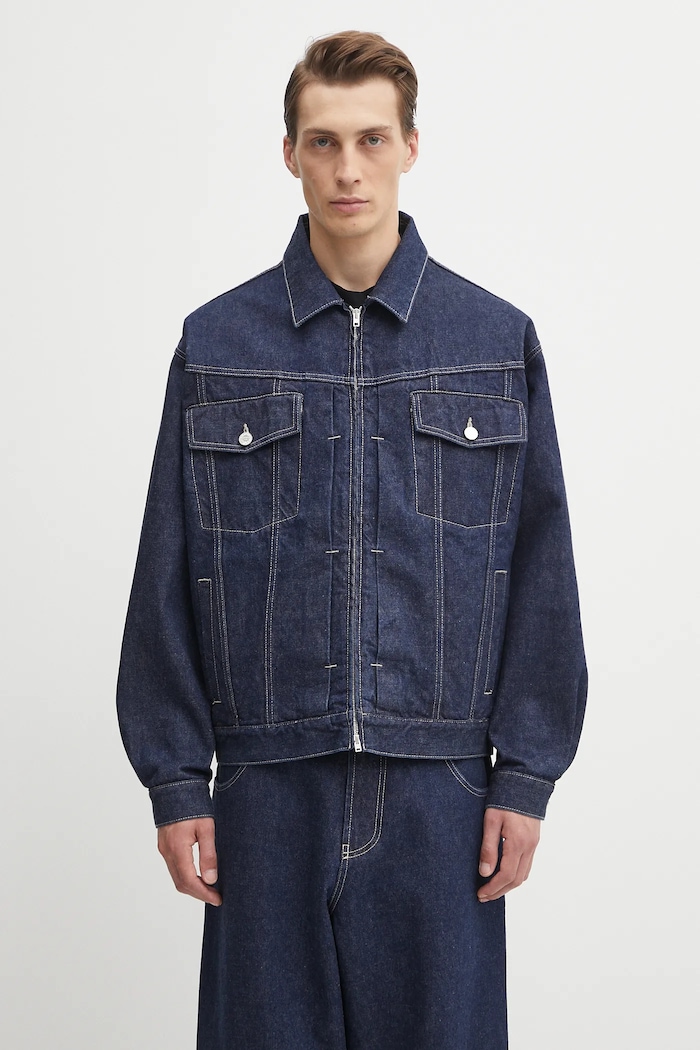 Džínová bunda VETEMENTS Hip-Hop Denim nezateplené námořnická modř UH76DJ250N