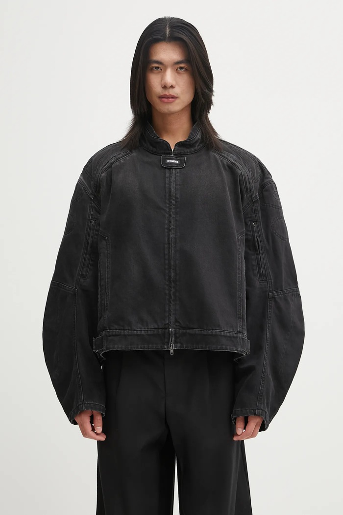Rifľová bunda VETEMENTS Racing Denim nezateplené čierna UH76DJ900B2