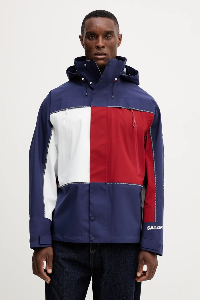 Bunda Tommy Hilfiger x SAIL GP oversize tmavomodrá MW0MW41412