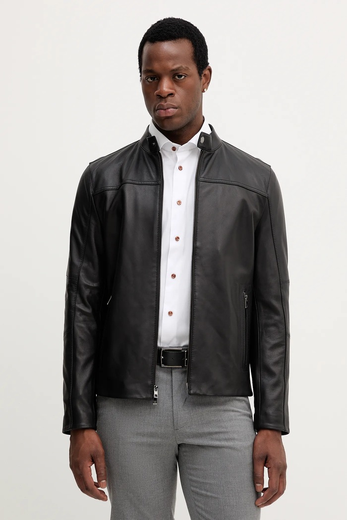 Michael Kors geacă de piele cu captuseala negru CB98CF17KS