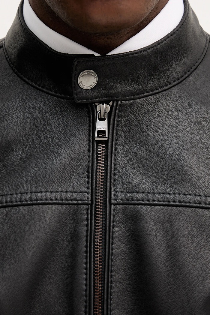 Michael Kors geacă de piele CB98CF17KS negru