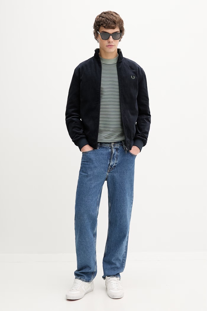 Fred Perry geacă din velur J8546 bleumarin AW25