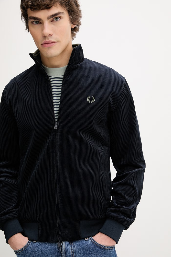 Fred Perry geacă din velur bleumarin J8546